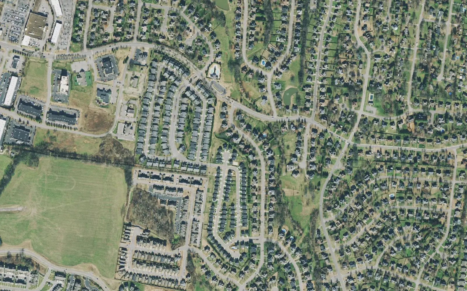 Homes in Campbell Station and neighboring subdivisions off Campbell Station Parkway in Spring Hill's Longview area, in a 2021 aerial photograph.