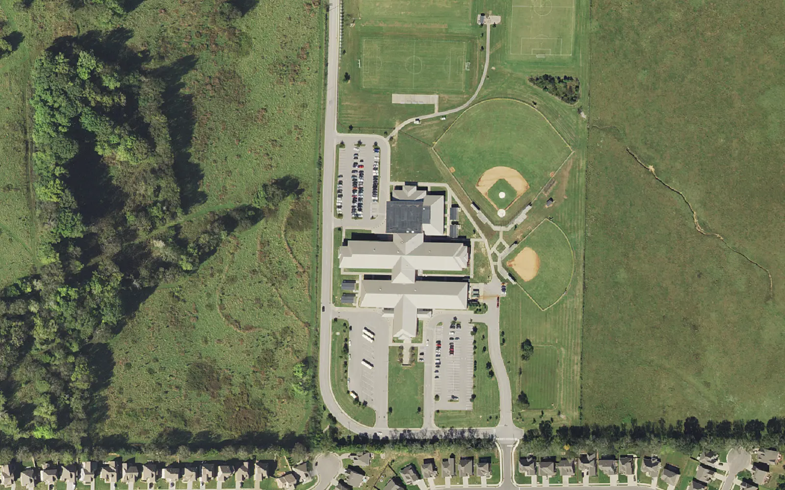 Spring Station Middle School and its ball fields in north Spring Hill, seen from the air