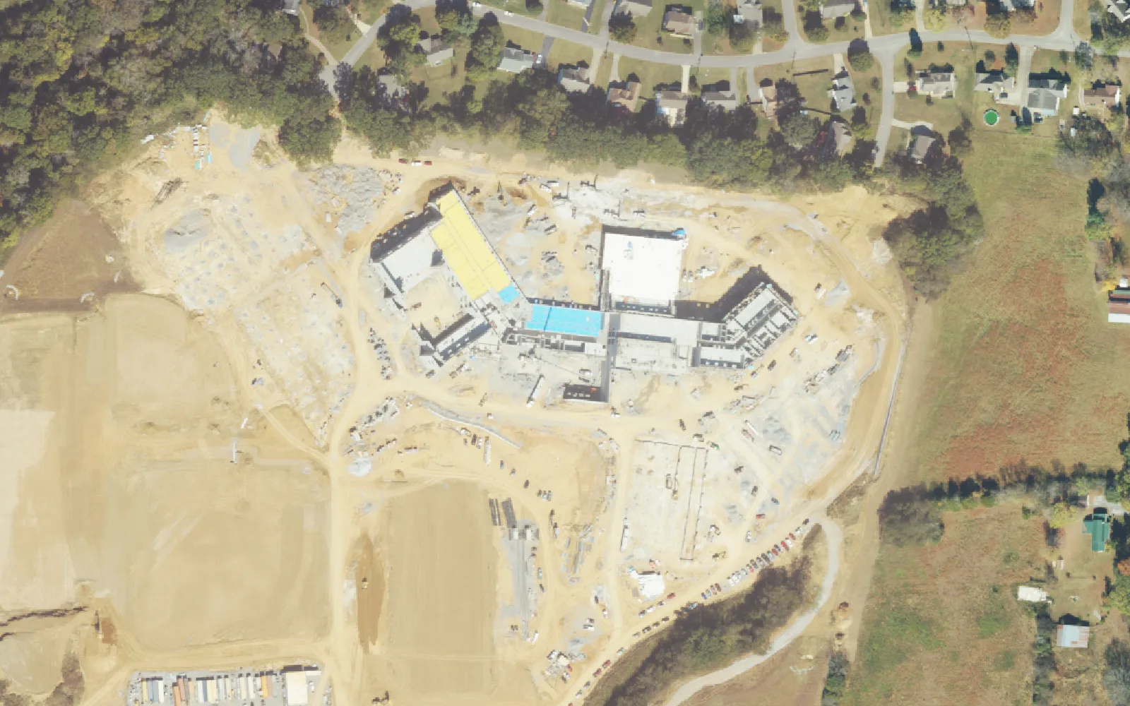 Battle Creek High School under construction on Battle Creek Way in Spring Hill, seen from the air